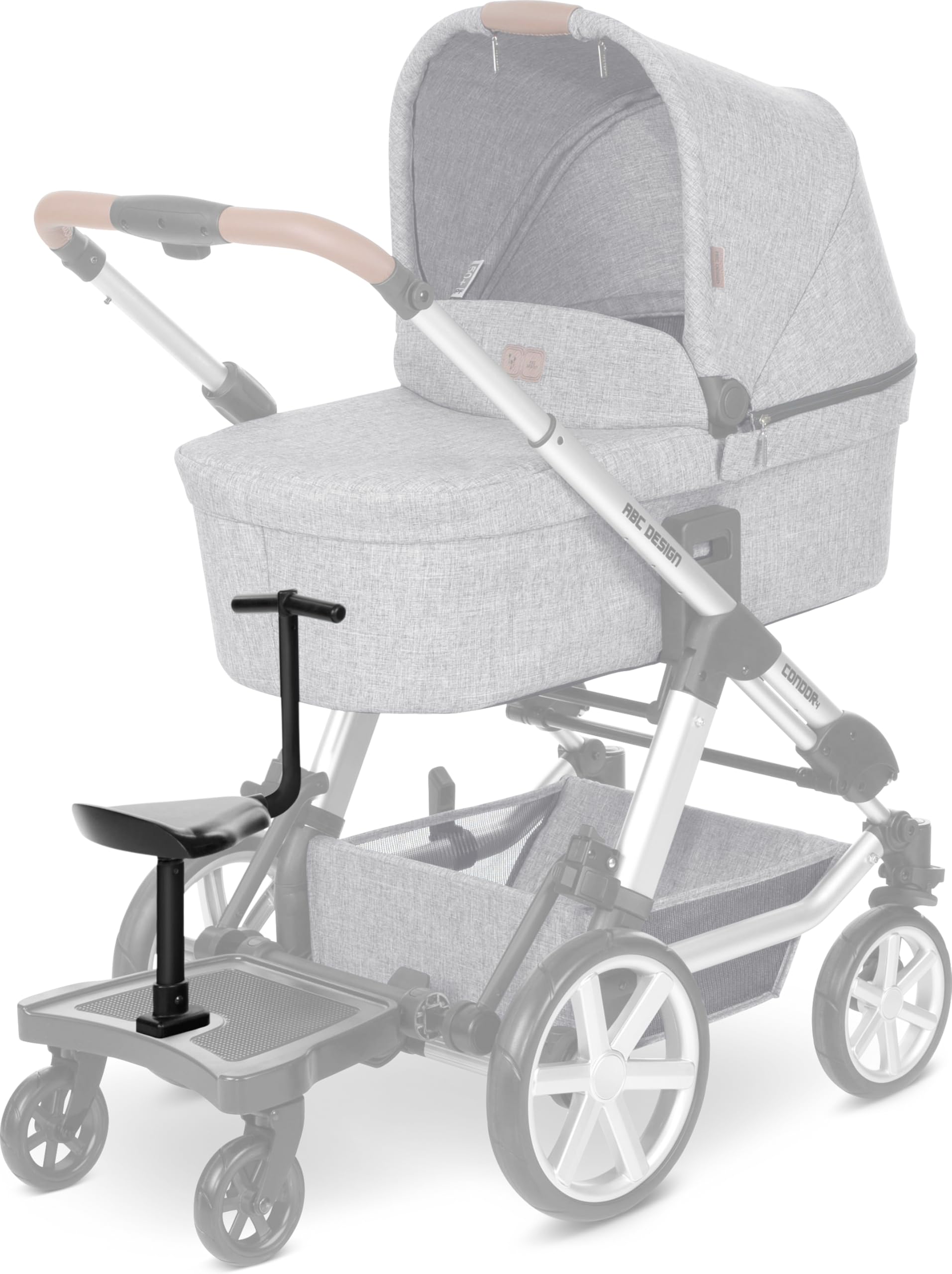 Siège Kiddie Ride On 2 ABC Design – pour Poussettes – Assise pour Planche Kiddie Ride On 2 ABC Design – Jusqu’à 20kg – Couleur : black
