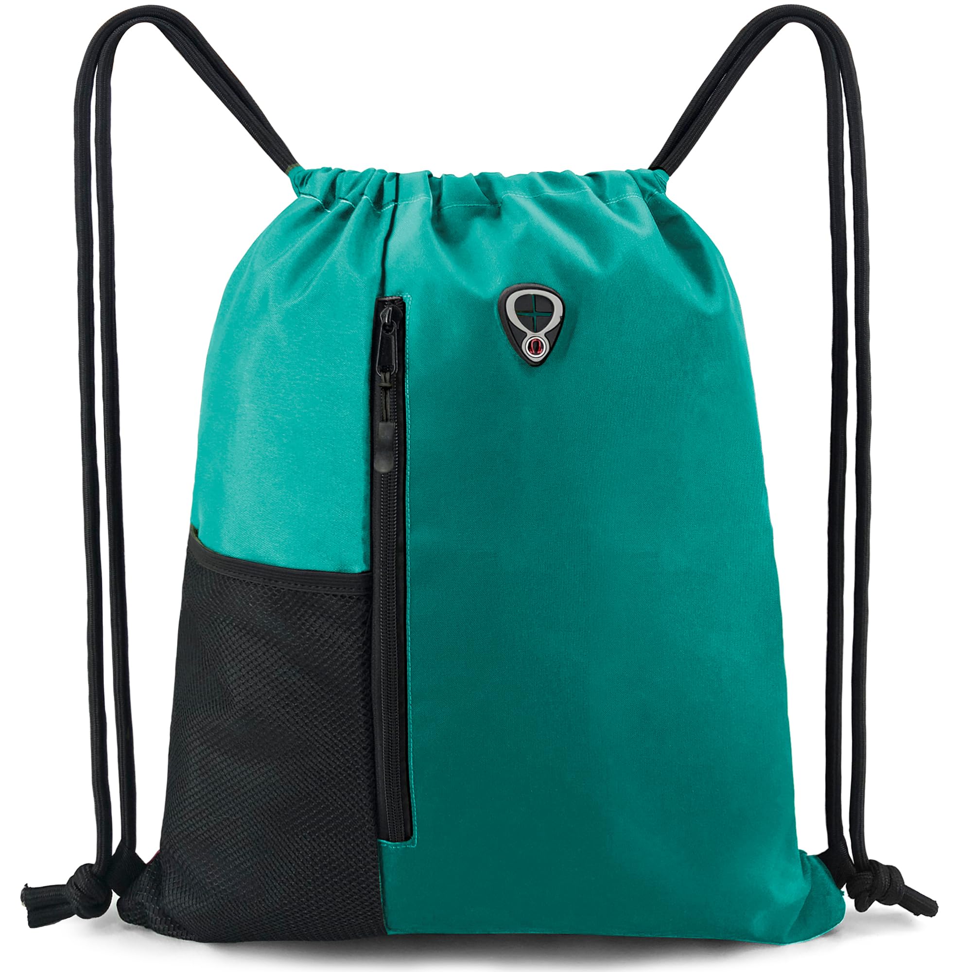 BeeGreen Marrs Green Drawstring Backpack Gym Bag For Men &amp; Women – Sports Sackpack with Mesh Water Bottle Holder &amp; 2 Zippered Pockets – Large 16x20 Inch Cinch String Backpack