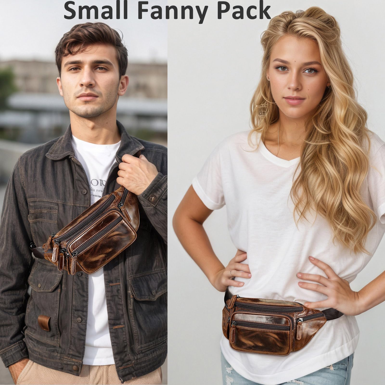 Crazy Horse Herren-Gürteltasche aus Leder, Sport-Gürteltasche, Geldbörse, Laufen, Hüfttasche für Handy, Leder-Umhängetasche, Kuriertasche, Geschenk für Herren, Leder-Bauchtasche, Kaffee,