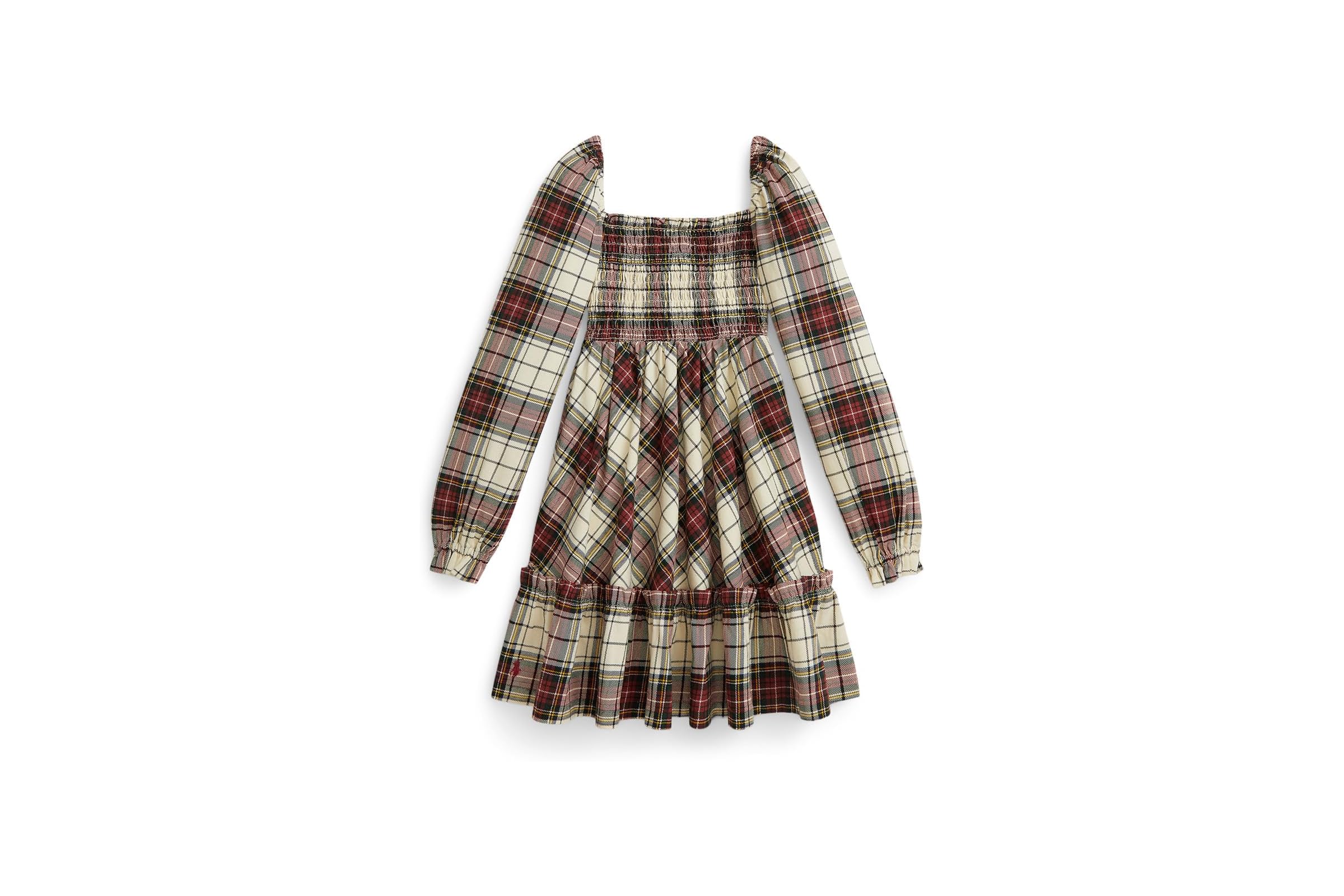 Платье Polo Ralph Lauren Kids Plaid Ruffled Cotton Jersey Dress (Toddler/Little Kid)