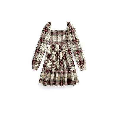 Polo Ralph Lauren Kids Plaid Ruffled Cotton Jersey Dress (Toddler/Little Kid) Girl