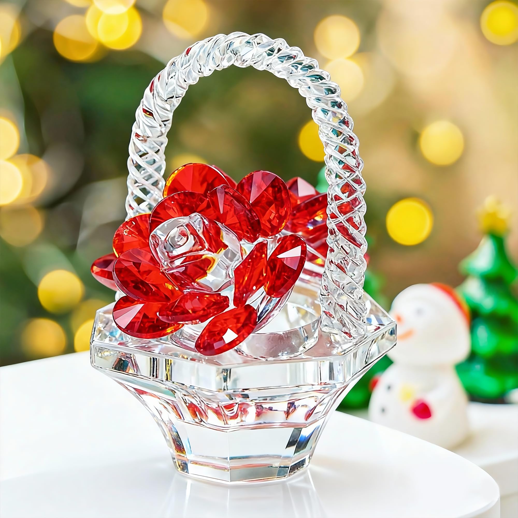Amazon.com: H&D HYALINE & DORA Crystal Red Rose Flower Basket