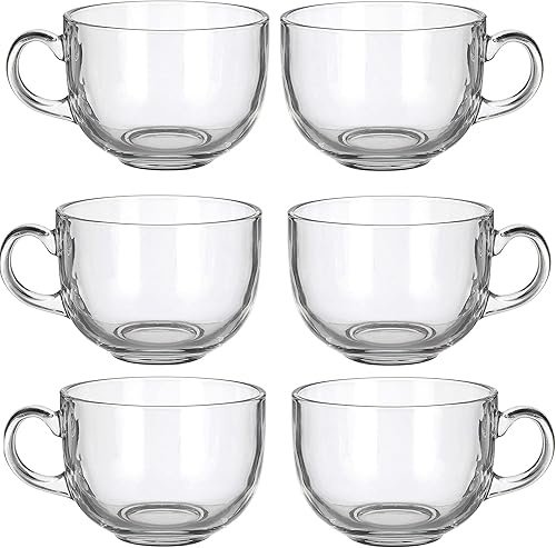 Miniatura 2 de Juego de 6 tazas de café grandes de 16 onzas de boca ancha con asa, aptas para lavavajillas y microondas