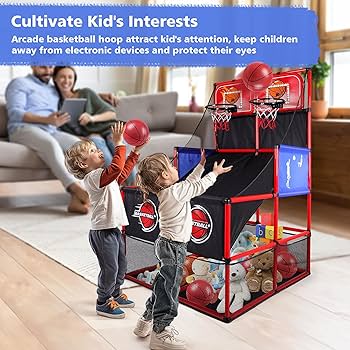 Amazon.com: M SANMERSEN Kids Double Basketball Hoop Arcade Game