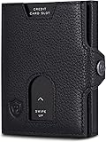 VON HEESEN Slim Wallet mit Münzfach & RFID Schutz - kleine Geldbörse Herren & Damen - Echtleder Kartenetui Geldbeutel für Männer & Frauen Portmonee - Kreditkartenetui Portemonnaie Schwarz Schwarz MINI MÜNZFACH