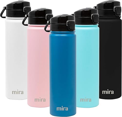 Miniatura 10 de MIRA Botella de agua de acero inoxidable, termo de metal aislado al vacío, mantiene el frío durante 24 horas, caliente durante 12 horas, tapa de