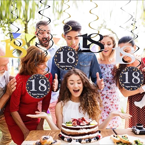 Miniatura 6 de Decoraciones de cumpleaños número 21, 30, 50 y 80 años, remolinos colgantes para hombres y mujeres (18)