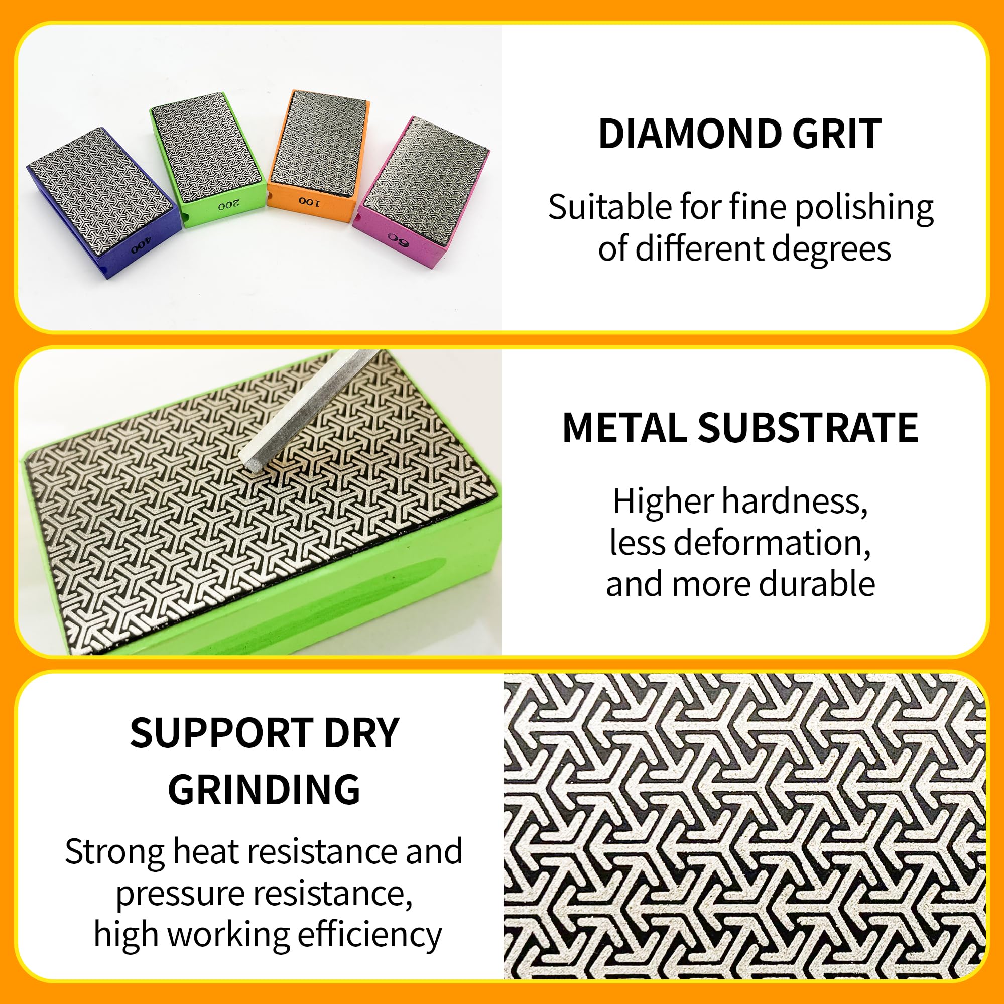 Diamond Polishing Pads - 60 Grit for Glass, Wood & Metal -4 Diamond Polishing Pads - 60 Grit for Glass, Wood & Metal -4