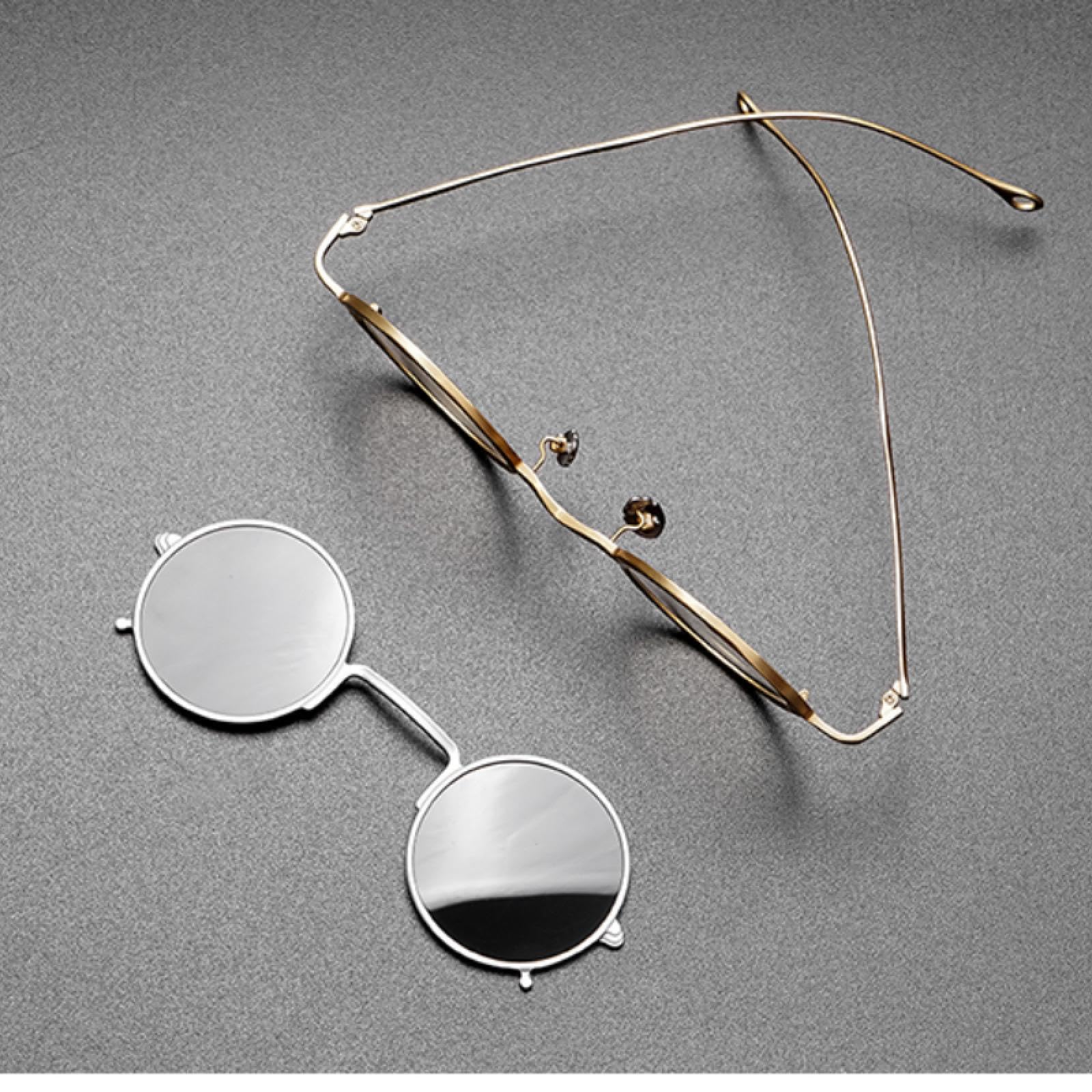 Montura de gafas vintage de titanio puro con clip magnético 2 en 1 para hombre