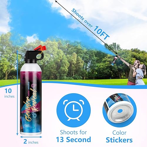 Miniatura 10 de Extintor de revelación de género, 2 paquetes, ideas de revelación de género, ideas de fiesta de revelación de bebé 100% biodegrables para