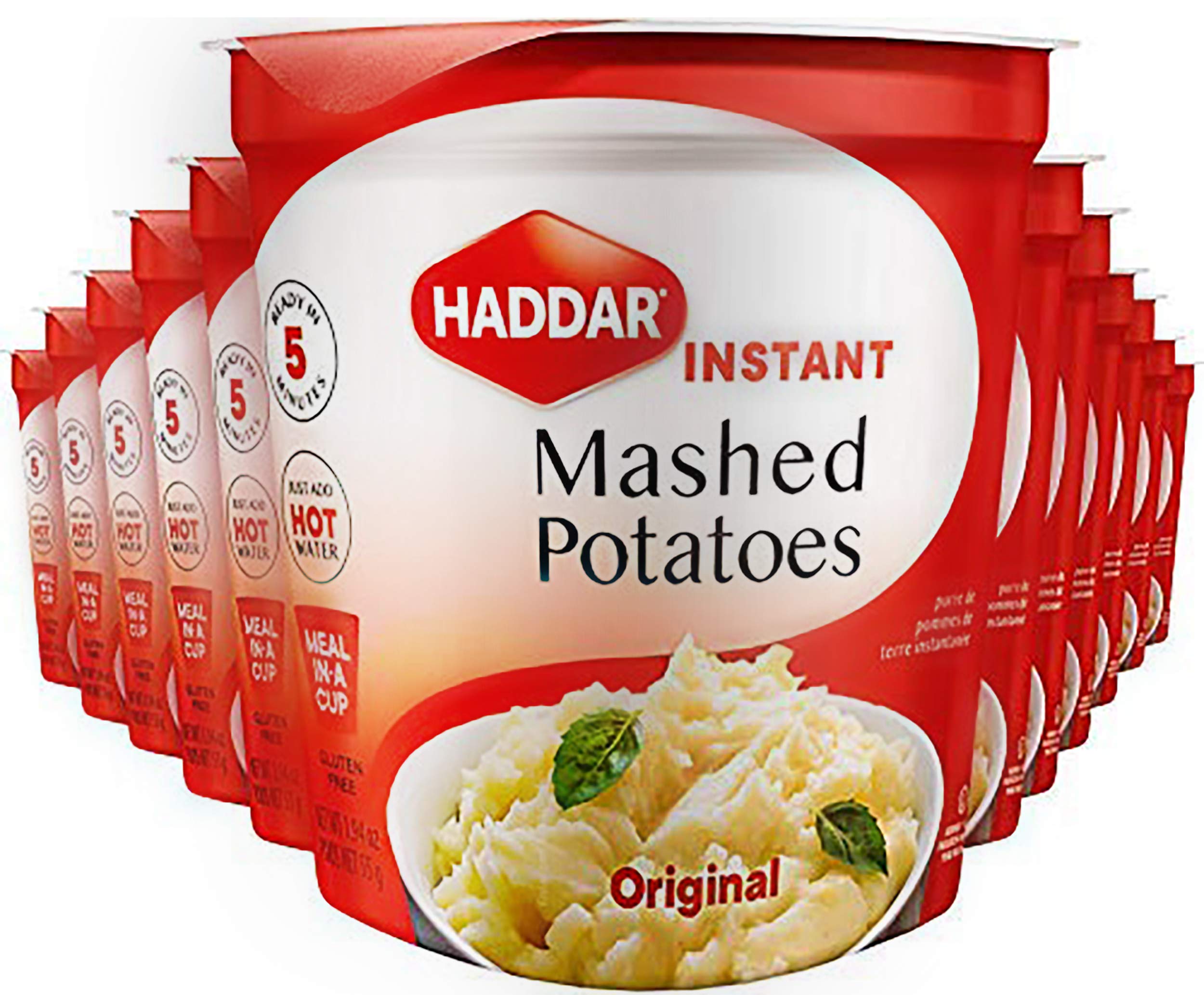 Haddar Gluten Free Original Instant Mashed Potatoes 1.94oz (12 Pack), Just Add Hot Water, Ready in 5 Minutes, Kosher for Passover