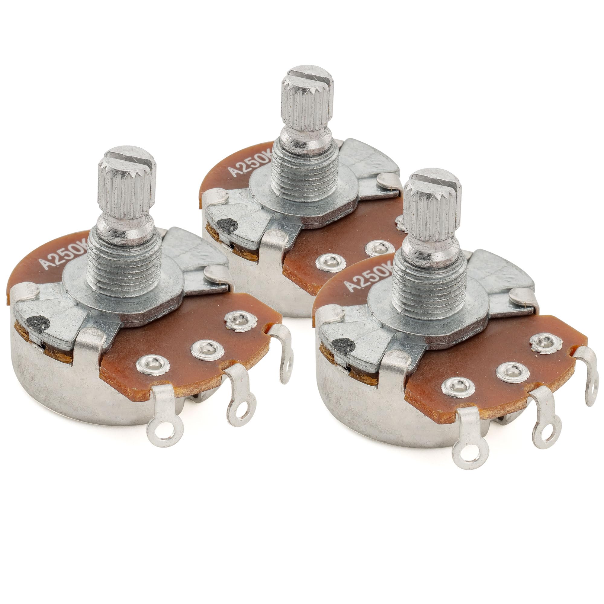 Alpha A250K Pots Metric Split Short Shaft 6.5mm Audio Taper Potentiometers for ST Tele PB JB Style Electric Guitar Bass (Set of 3)