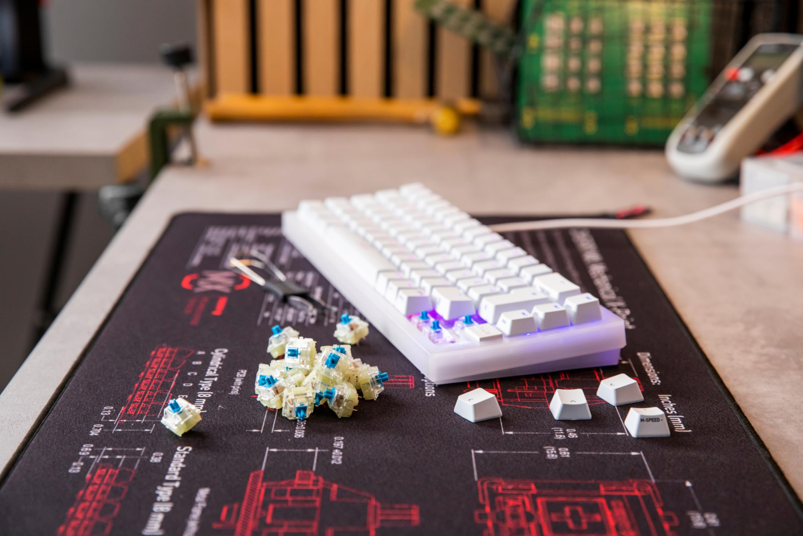 CHERRY MX2A RGB BLUE Switch Kit, 36 Przełączników Mechanicznych, Do Majsterkowania, Hot Swap Lub Klawiatury Do Gier, Przełącznik Dotykowy z Kliknięciem, Głośny i Zauważalny