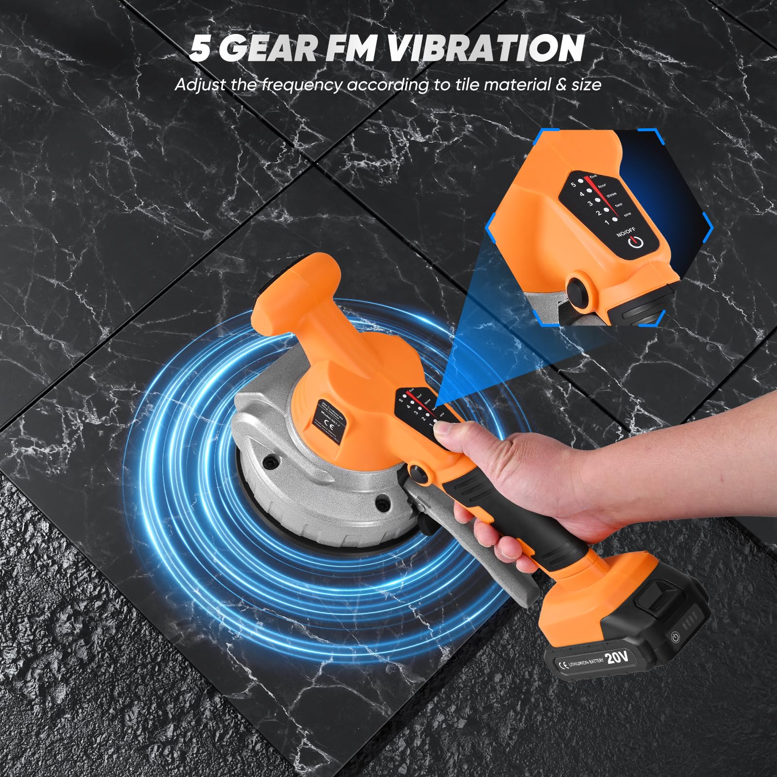 Macchina livellatrice a vibrazione per piastrelle con batteria da 20 V, strumento di installazione senza fili a vibrazione per piastrelle Strumento vibratore per piastrelle da