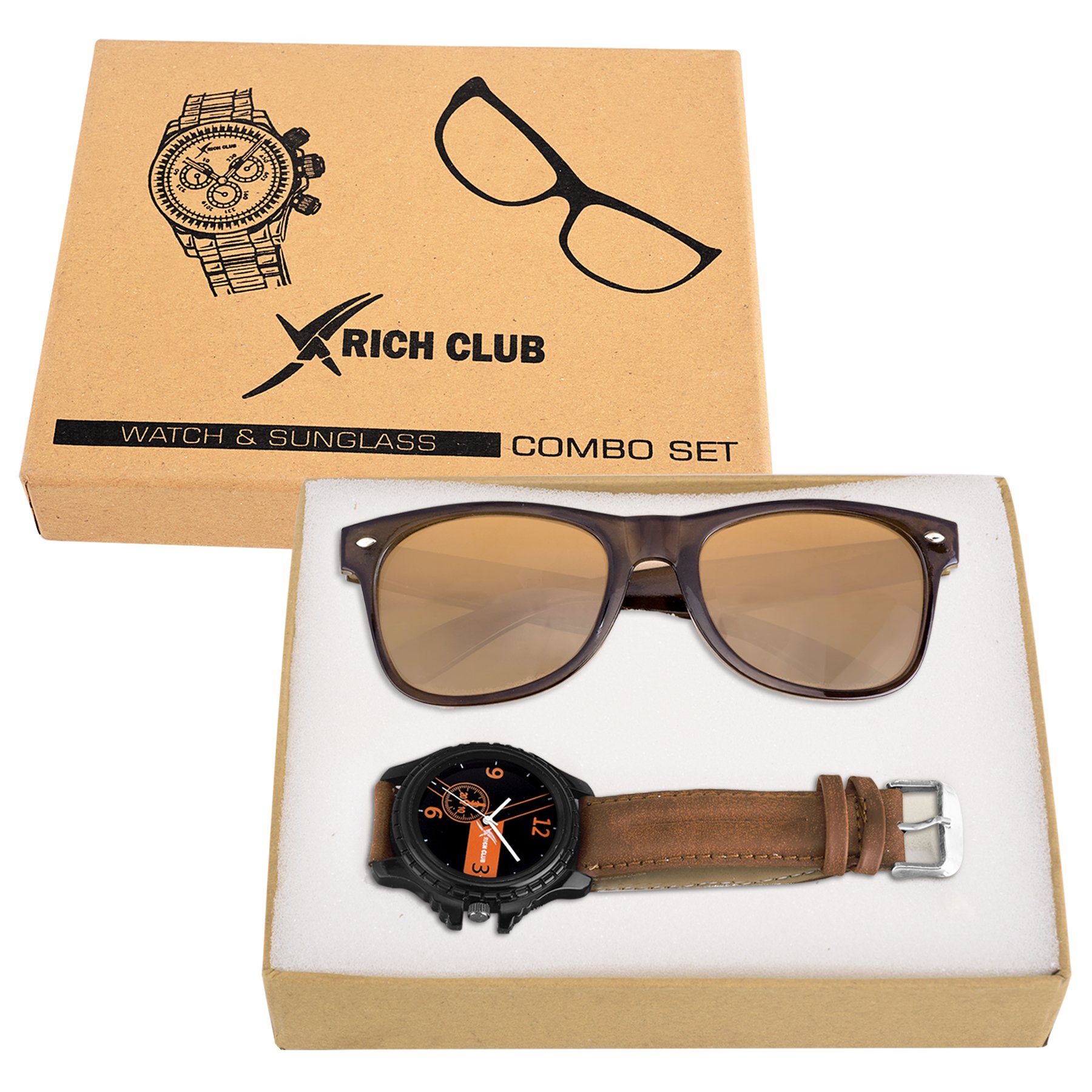 Rich Club Casual Analog Brown Watch And Wayfarer Sunglass COMBO SET for Mens AND Boys (B07CPX2SNX) Amazon Price History, Amazon Price Tracker