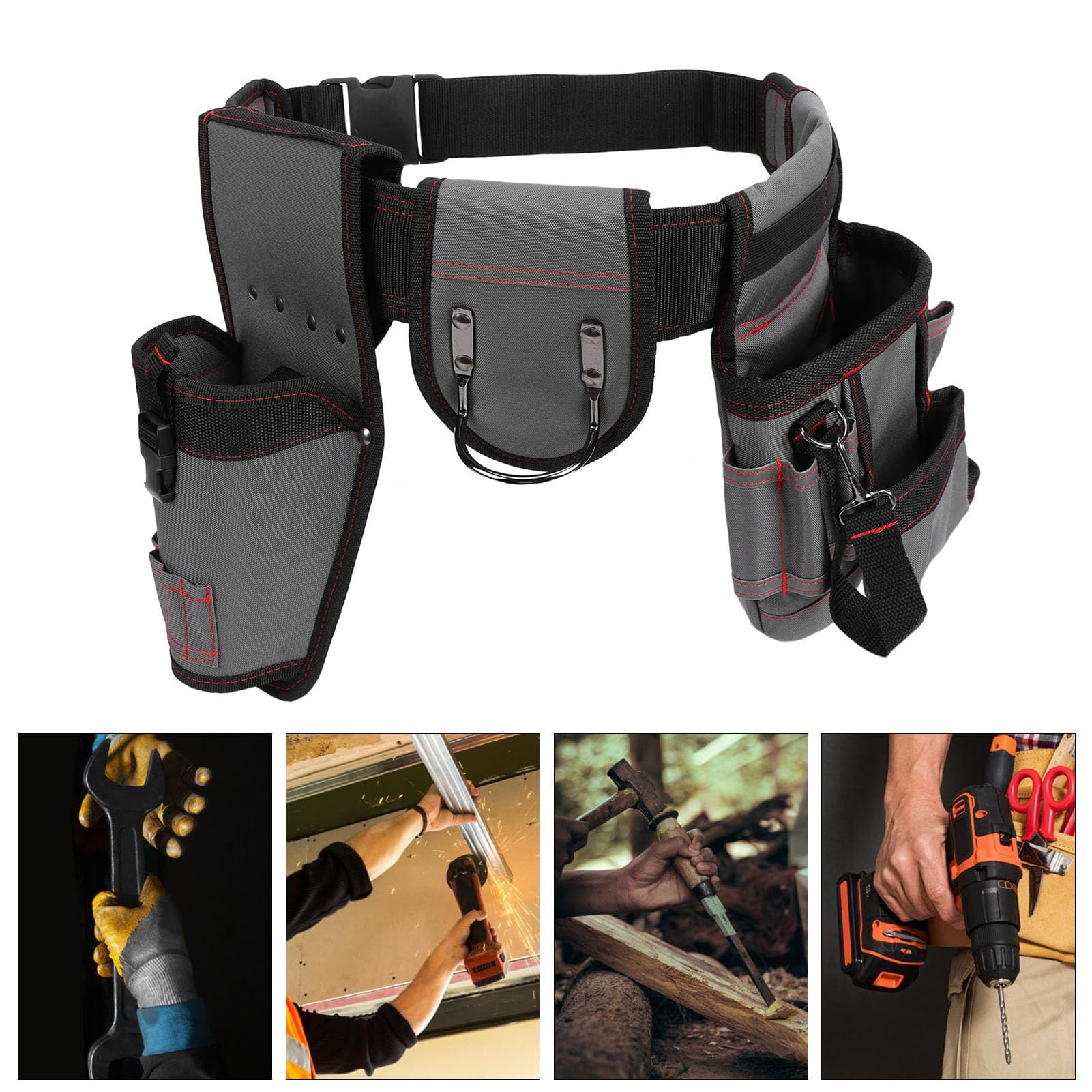 Ceinture à Outils, Poche Amovible Ajustable Tissu Oxford pour Électricien