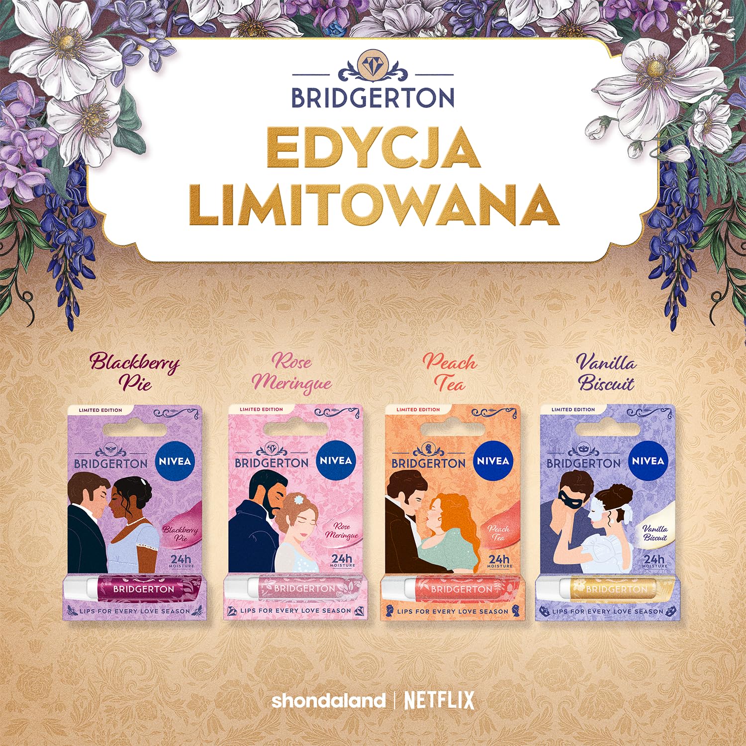 NIVEA Bridgerton Edition Pielęgnująca pomadka do ust Blueberry Pie Bridgerton Edition Kate & Anthony 4,8g