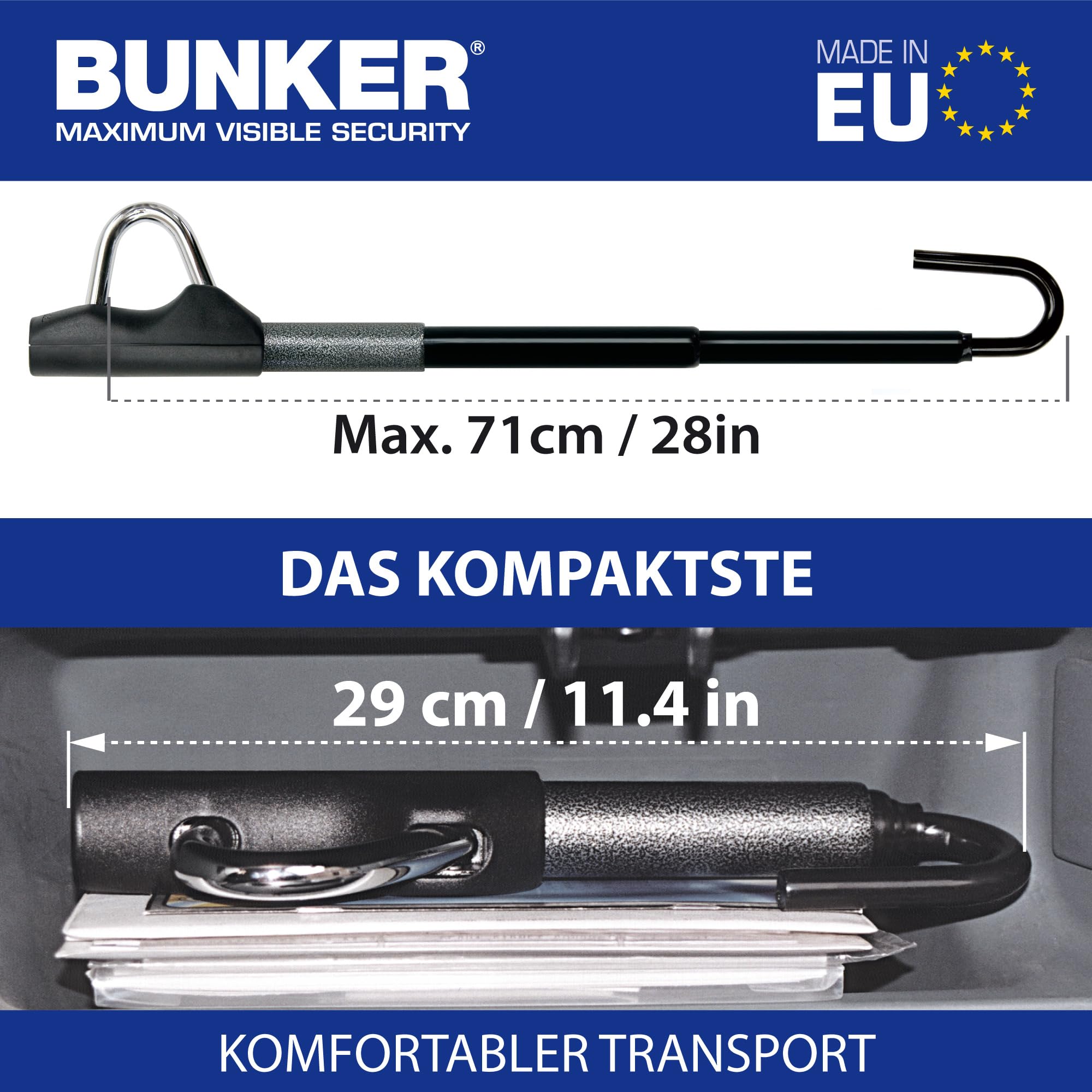 BUNKER BT29B Lenkradschloss Diebstahlsicherung Teleskop Lenkrad Pedal, Universal SUV