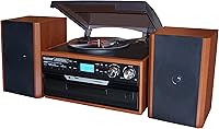 Boytone BT-24MB Bluetooth Vintage Turntable with AM/FM Radio, CD/Cassette, Stereo Speakers, MP3 Recording from Vinyl/CD/Tape - All-in-One Music System