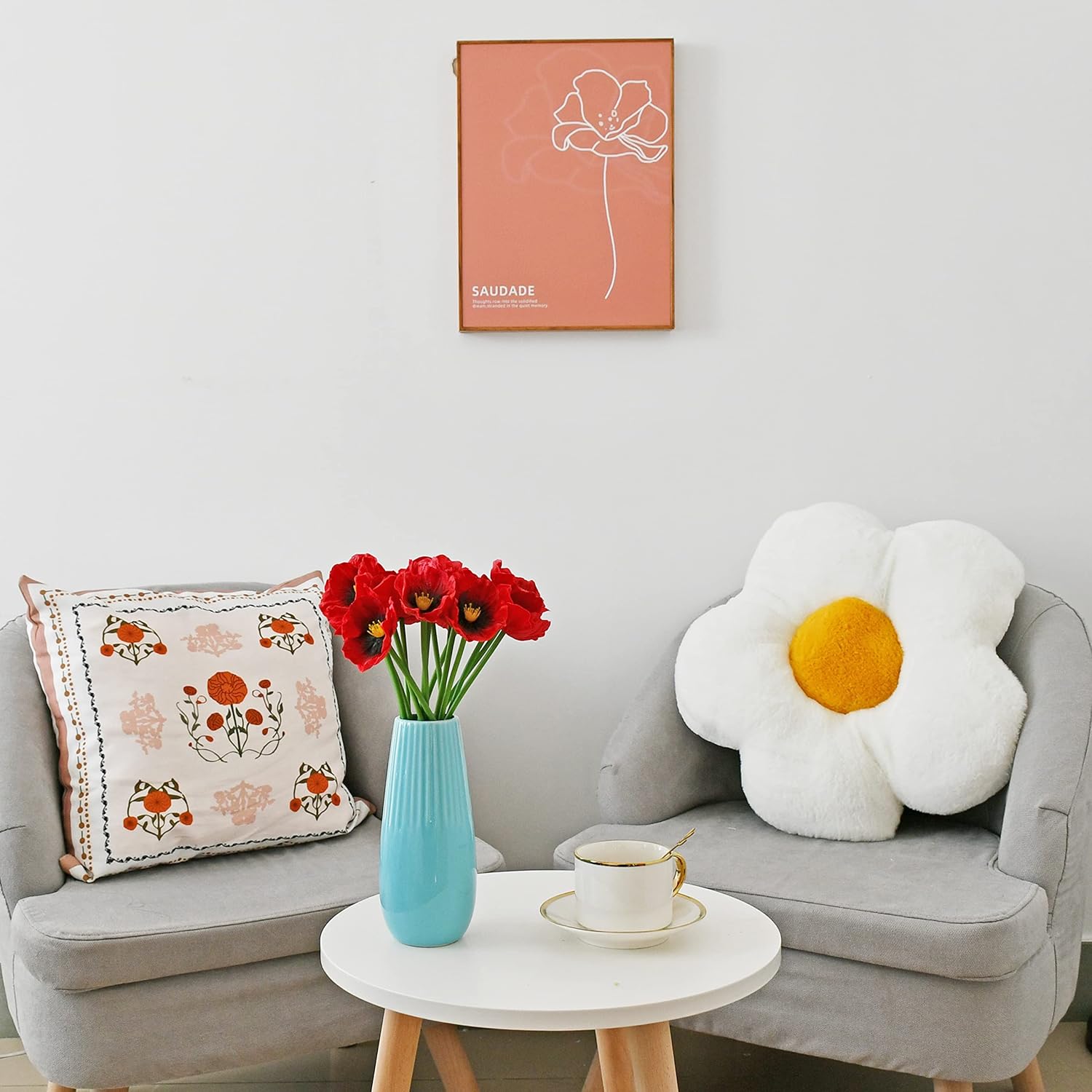 Mandy's PU Red Poppy Artificial Flowers 10 Stems 11.6" Realistic Faux Flowers for Thanksgiving and Christmas Decorations Wedding Centerpiece Home Decor DIY Arrangements - Image 6