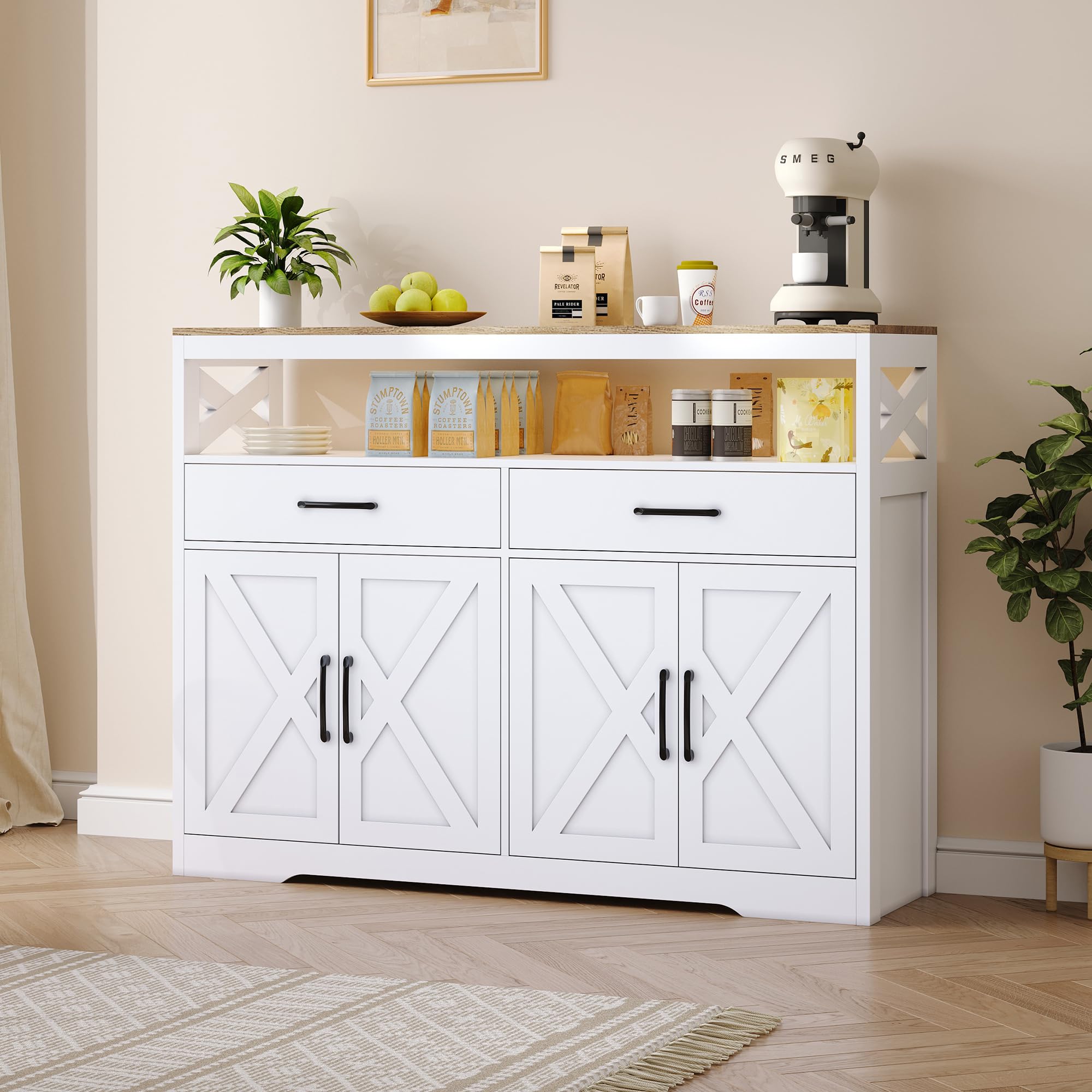 Générique Buffet De Rangement 170 Cm / 340 Cm Avec Cannelures, Desserte