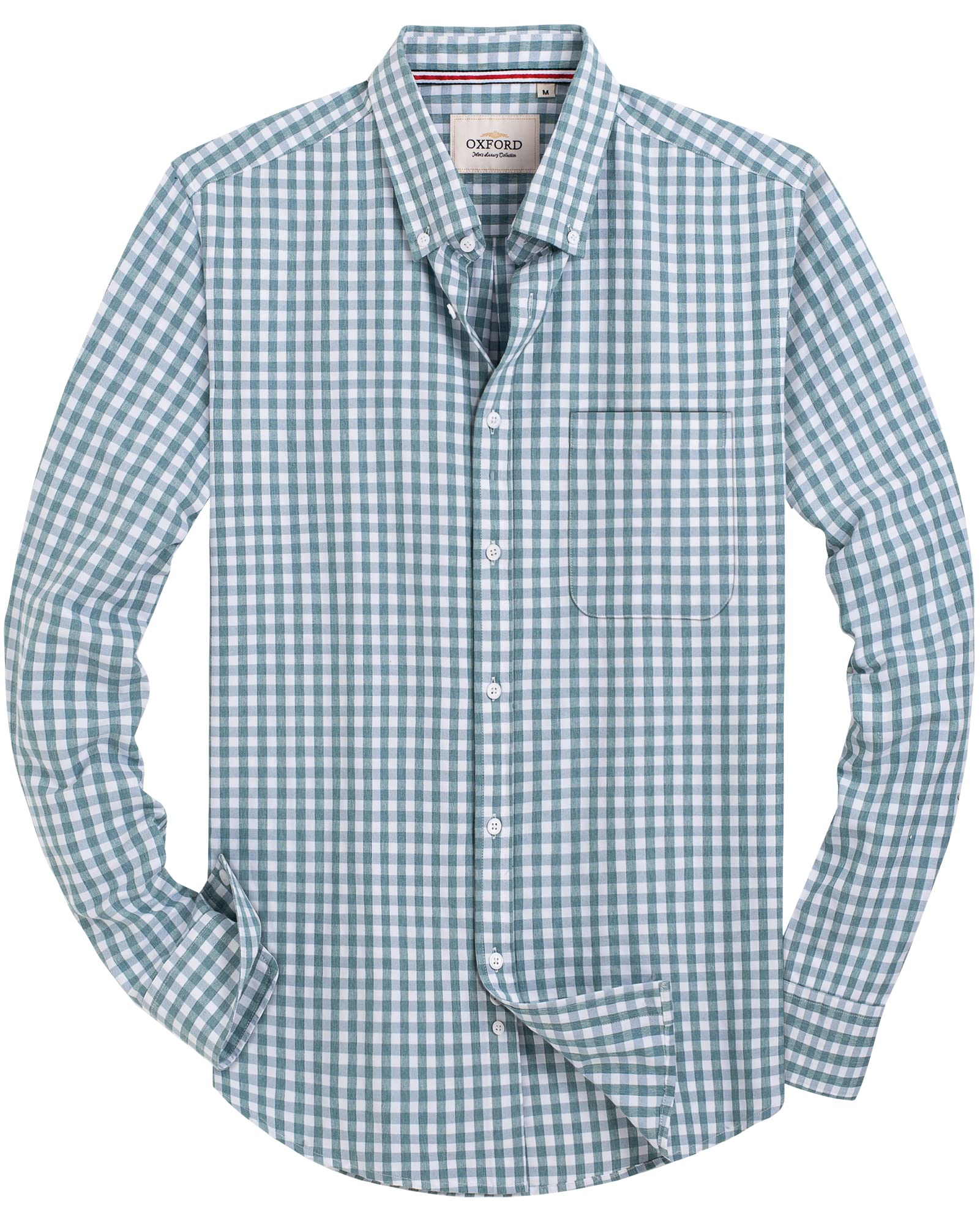 Alimens Gentle Mens Solid Oxford Shirt Long Sleeve Dress Shirt Work Casual Button Down Shirts with Pocket