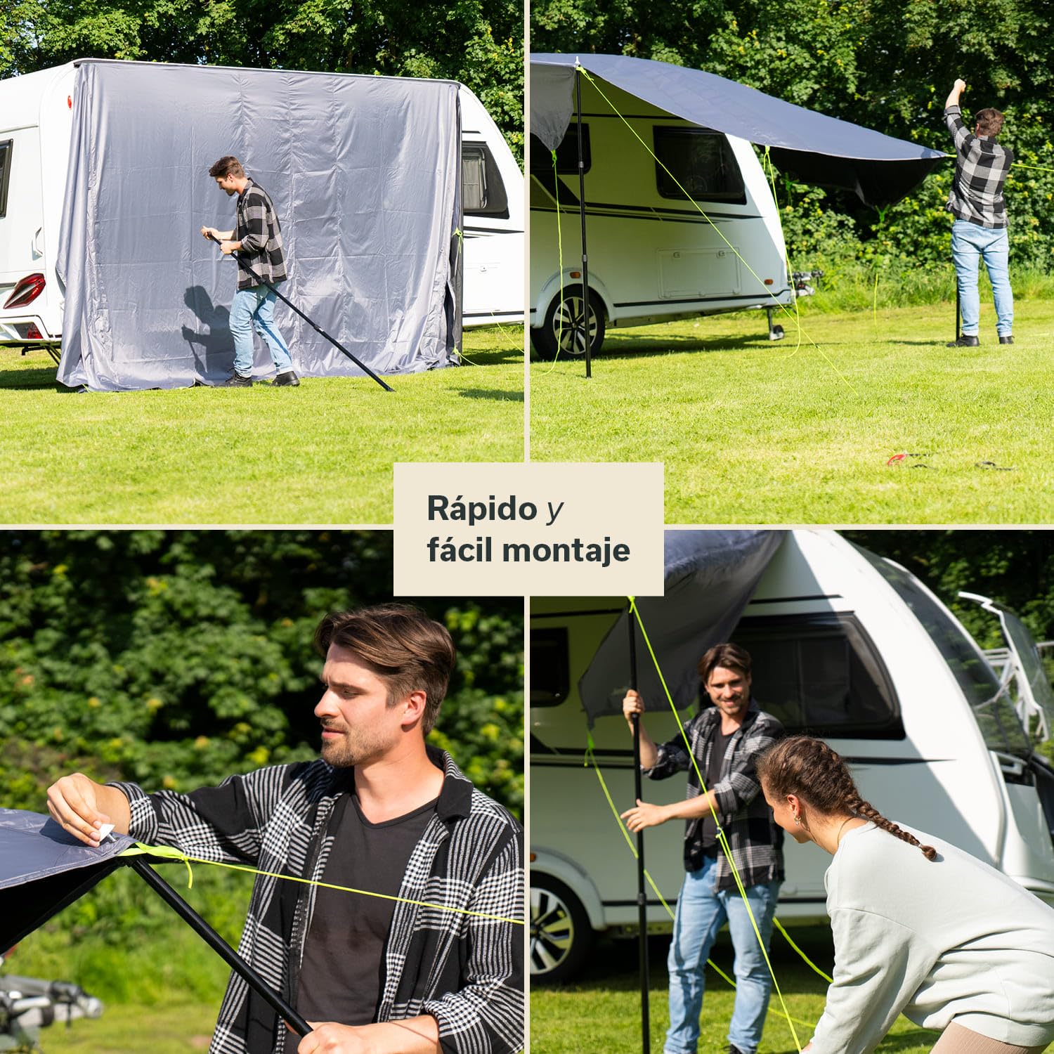 Skandika Freeway 3-4 m Avance/Toldo para caravanas con fijación, toldo e Sol con Ribete, protección UV 50+, 3000 mm Columna de Agua | Autocaravana, Camper, Bus (3 Metros)