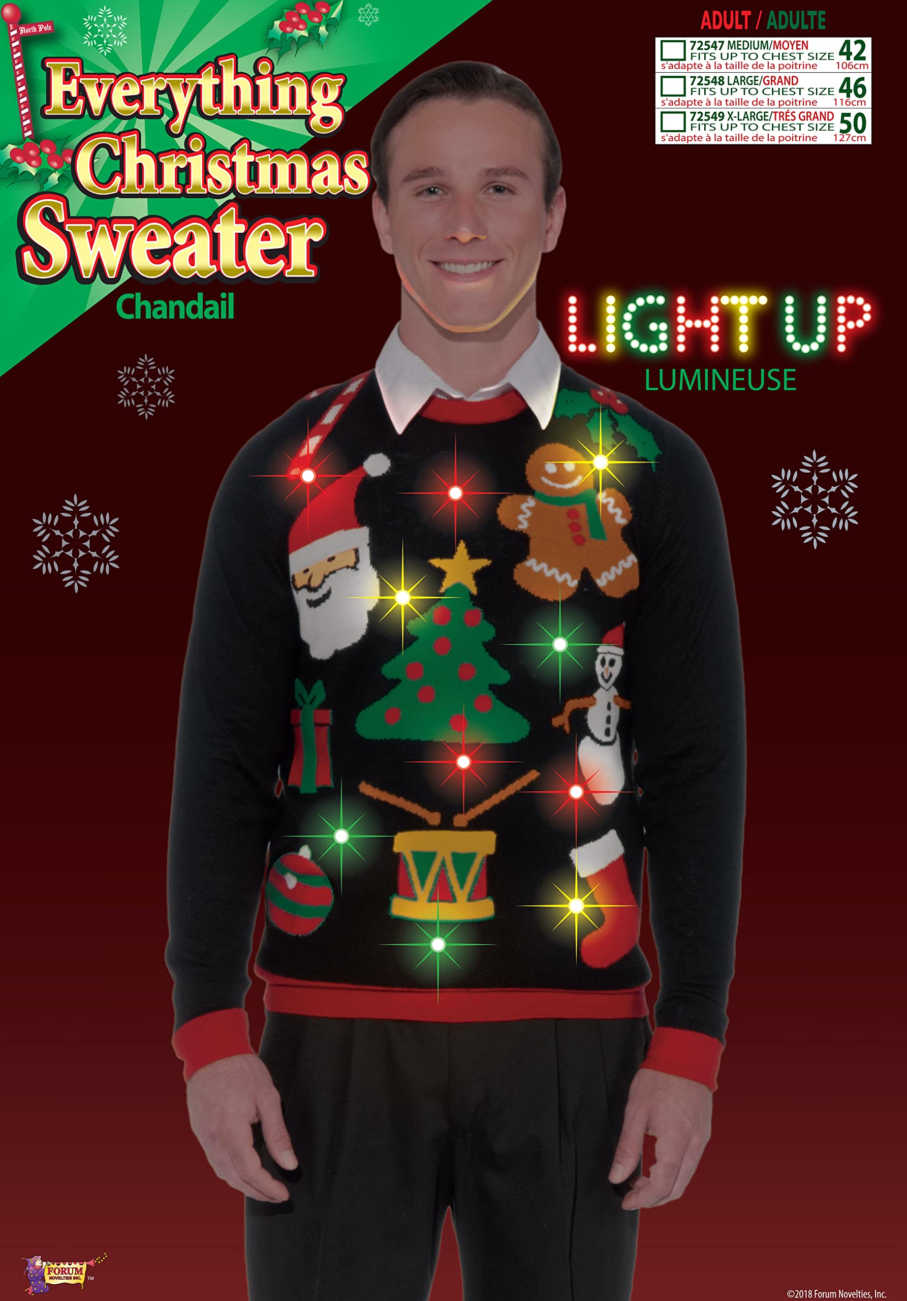 Forum Novelties Women's Everything Christmas Light Up Ugly Holiday Sweater - Main Image