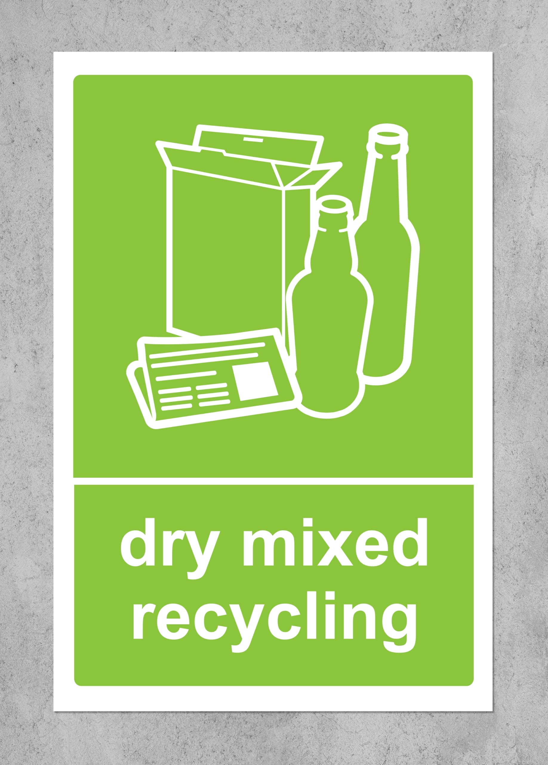 Dry mixed recycling sign - Self adhesive sticker (200mm x 150mm)