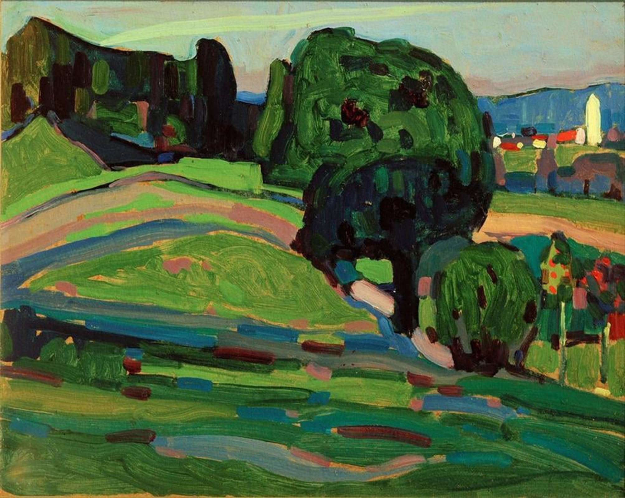 ARTXLXXBN Famous Painting Canvas Artwork Graffiti Print Landscape near Murnau by Wassily Kandinsky Portrait Canvas Image for Home Decor 60x90cm