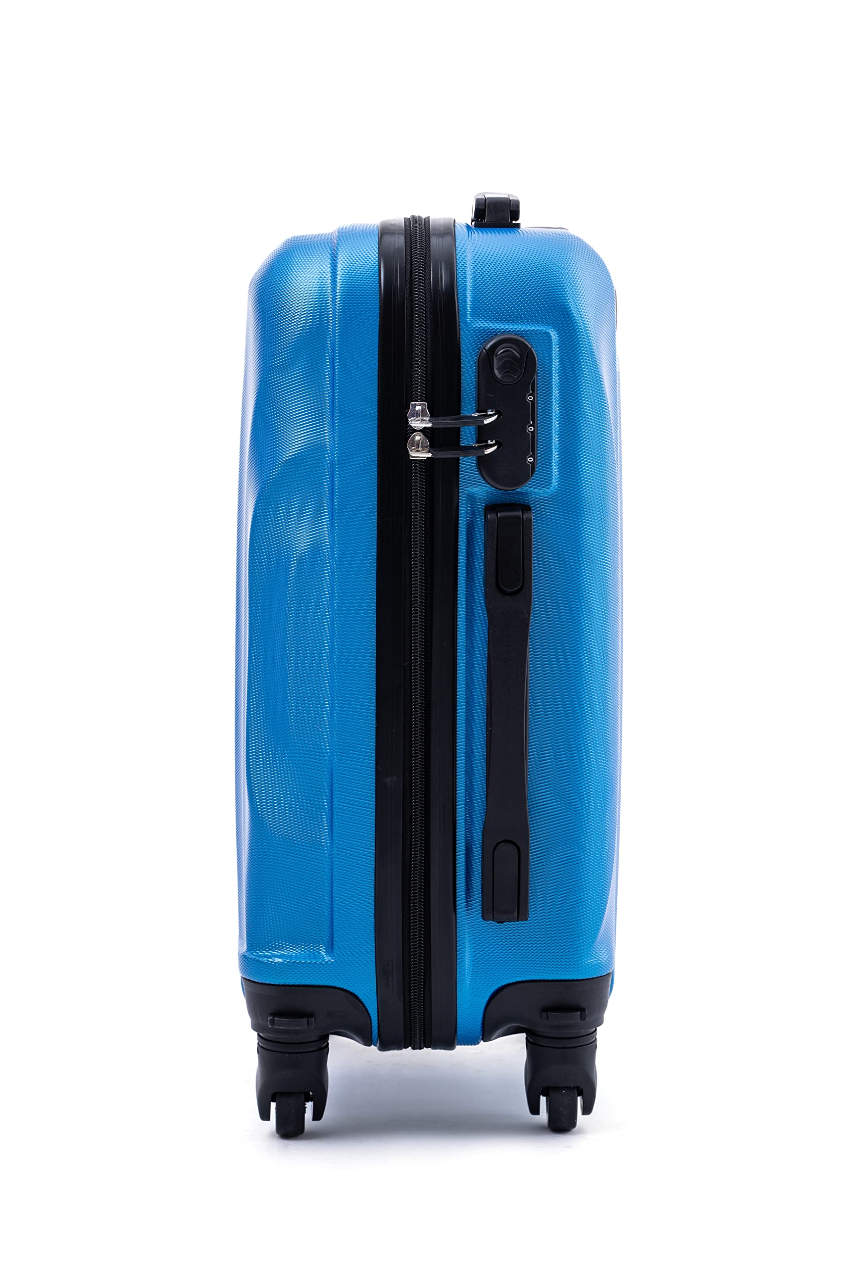R.Leone Valigia Trolley Bagaglio a mano Rigido Ultraleggero in ABS 4 Ruote Autonome (Azzurro, 3037 Valigia 55x38x23 cm)