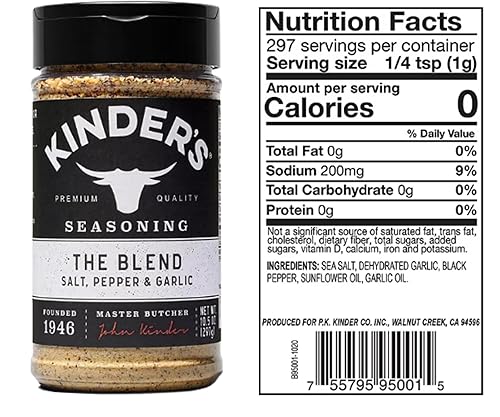 Miniatura 4 de KINDERS Buttery Steakhouse Rub Seasoning 9.5 oz + Kinders The Blend Sal, pimienta y ajo 10.5 oz. Paquete KINDER'S con 2 botellas + forro de silicona