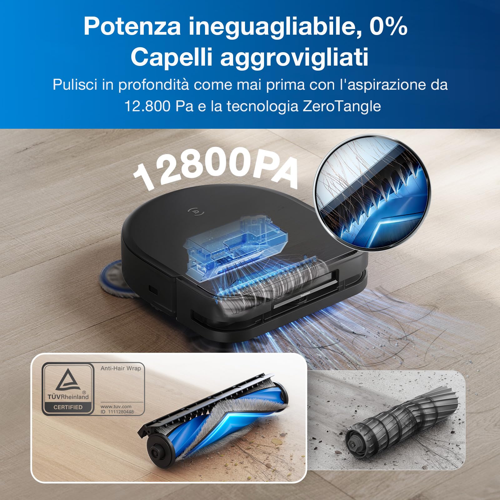 ECOVACS DEEBOT X5 OMNI Robot Aspirapolvere Lavapavimenti con Stazione All-in-One, 12800Pa, Anti-grovigli, TruEdge™ Taglio Adattivo Bordi, Lavaggio Mocio ad Acqua Calda a 70°C, Sollevamento Mop 15mm