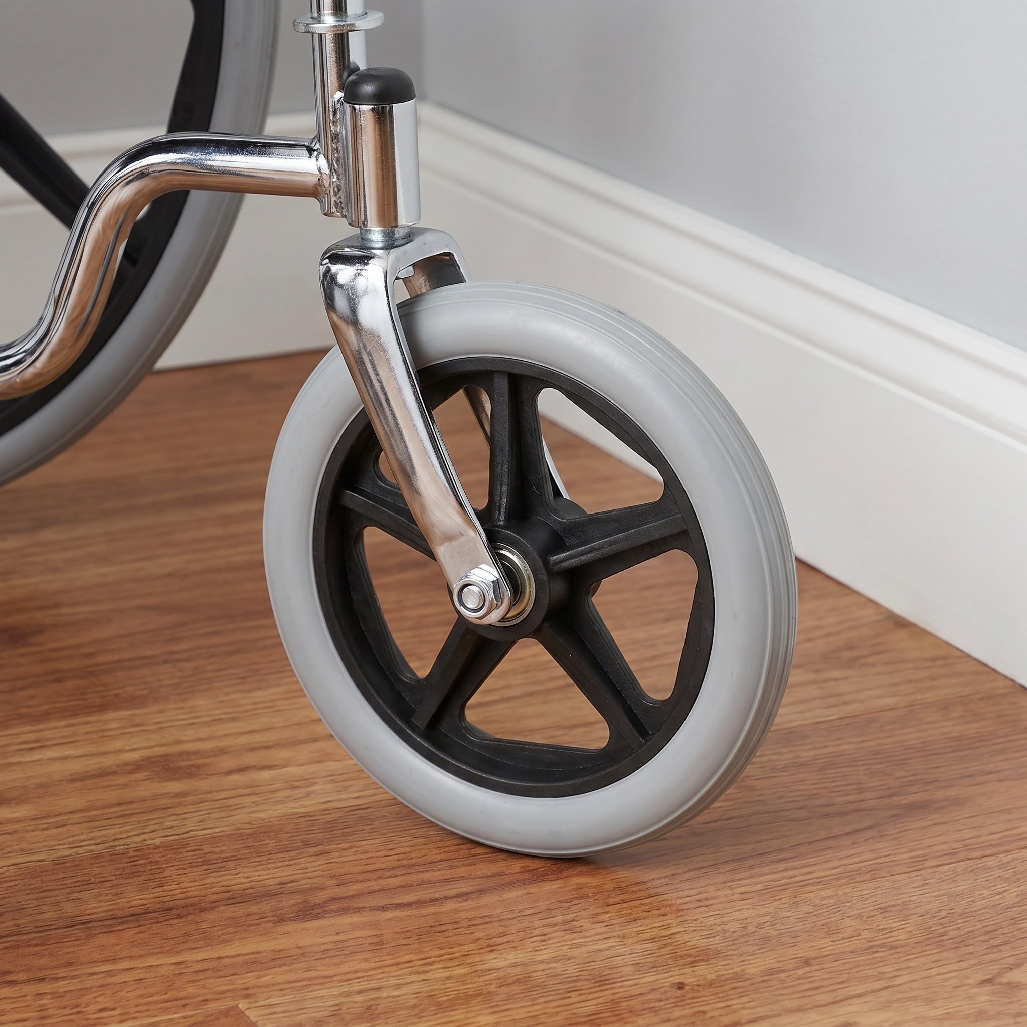 6 Piezas Rueda Delantera de Goma y Acero, Diseño Antipinchazos Neumático Sólido Instalación Fácil para Silla de Ruedas para Movilidad Diaria y Senderos al Aire Libre