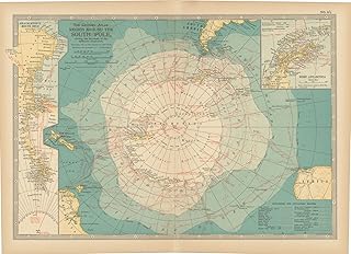Historic Pictoric Map - Antarctica 1914 - Century Atlas World - Vintage Poster Art Reproduction - 24in x 18in