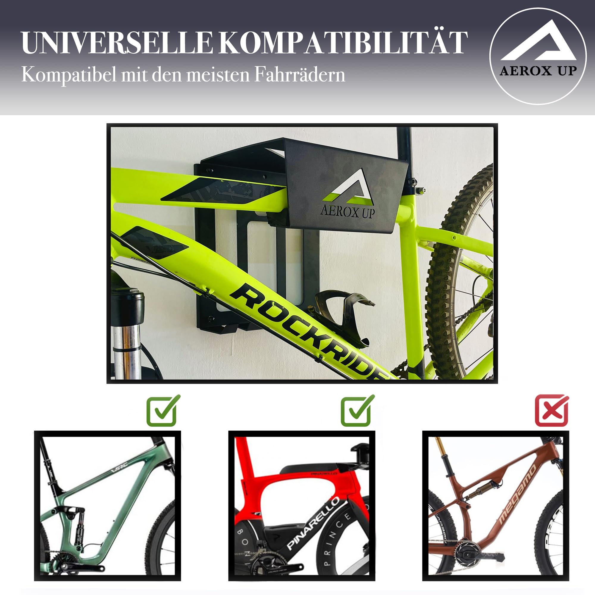 Fahrrad Wandhalterung - Fahrrad Ständer Halter - Fahrradständer Wandmontage - Fahrradhalterung Wand - Fahrradhalter Wand - Wandhalter Fahrrad - stilvolle Aufbewahrung für Zuhause & Garage
