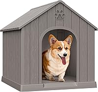 Bifanuo Dog House for Small Medium Dogs: Indoor Outdoor Weatherproof Shelter, Elevated Floor, Hidden Vents, Tool-Free Assembly, Grey