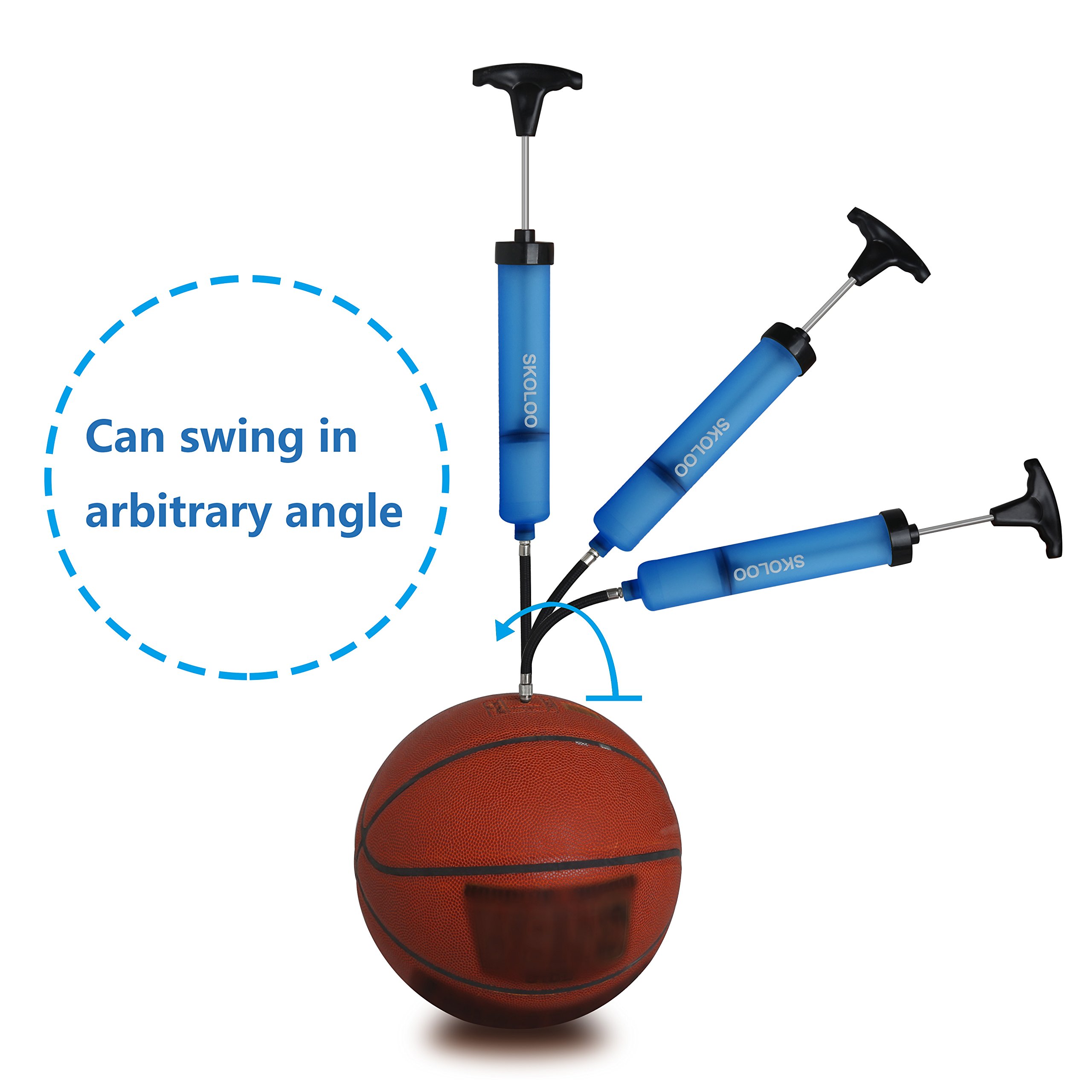 Kit de inflador de bomba de aire portátil de 10 pulgadas con aguja, boquilla, manguera de extensión para fútbol, baloncesto, fútbol, voleibol, waterpolo, rugby, ejercicio, pelota deportiva, 2