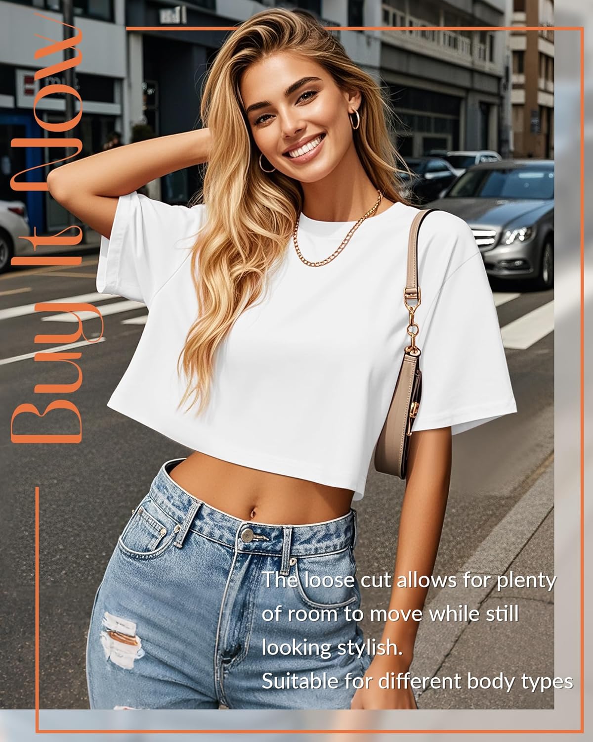 Huukeay 3 Pack Women's Half Sleeve Crop Tops Oversized Crew Neck Summer Casual Short T-Shirts Loose Fit Drop Shoulder Tees - Image 4
