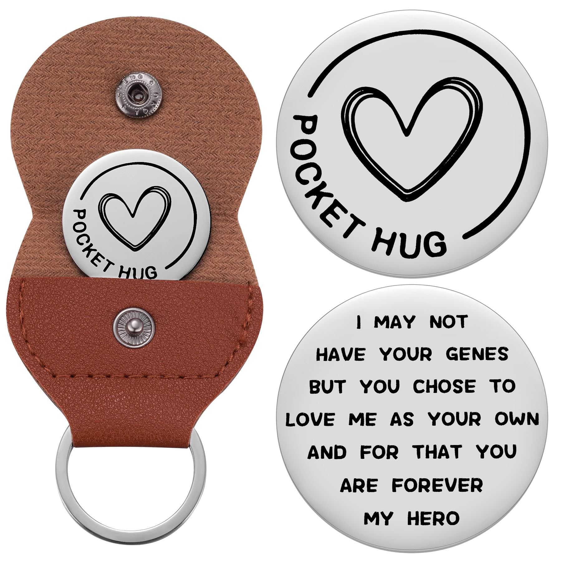 AesnefePocket Hug Token Inspirational Reminder Gifts Mental Health Thinking of You Gift Self Love with PU Leather Keychain