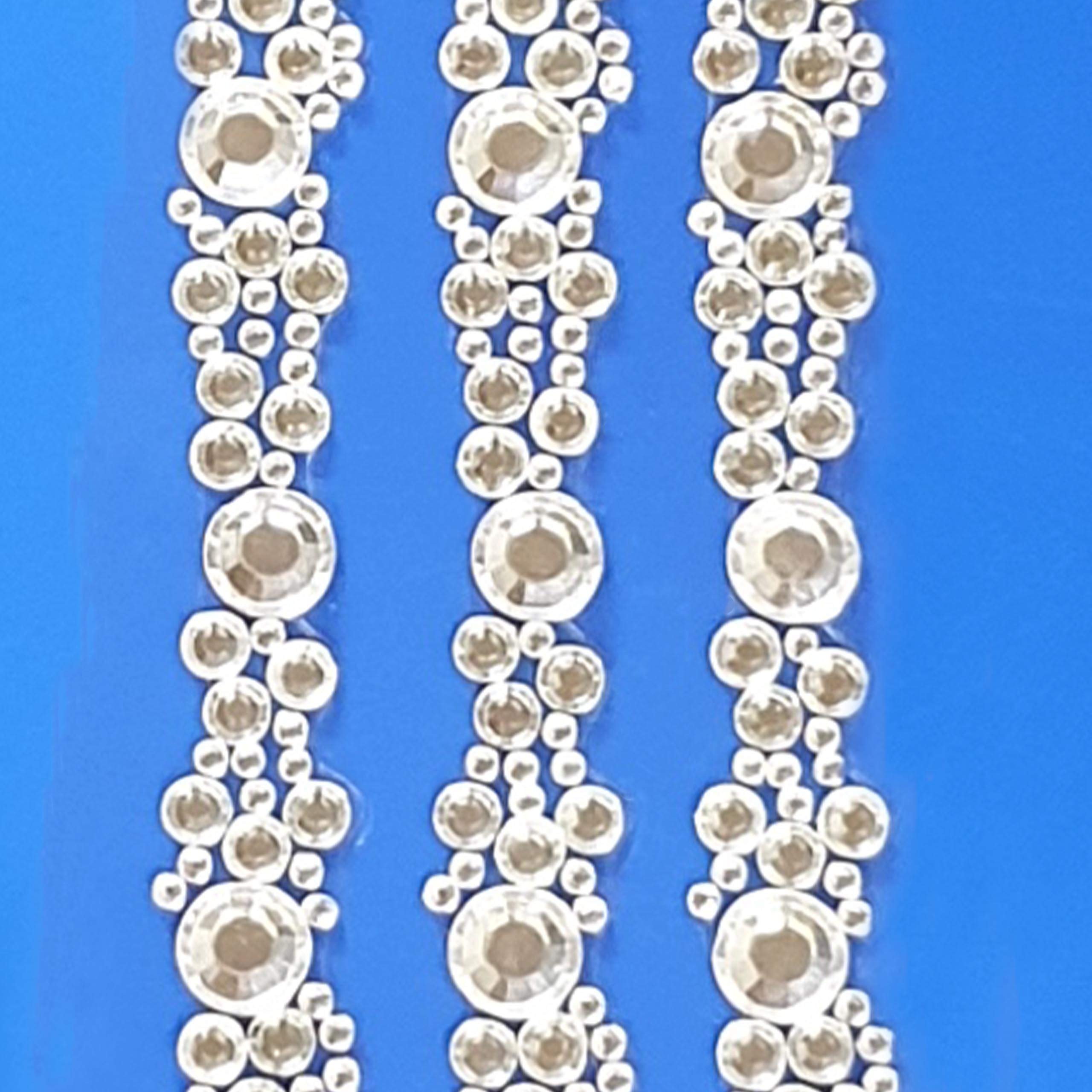 Pebble Eleven White 12.5Cm Large Self Adhesive Diamante Gem Sticker Strips Craft Card Gift 3D Bling