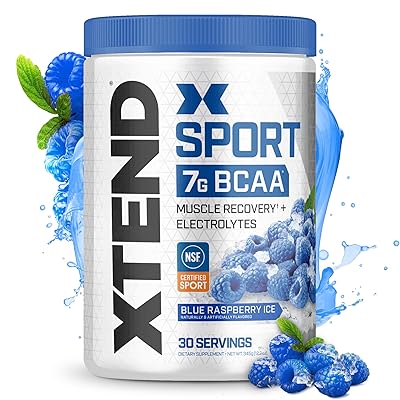 XTEND Sport BCAA Powder Blue Raspberry Ice - Electrolyte Powder for Recovery & Hydration with Amino Acids - 30 Servings