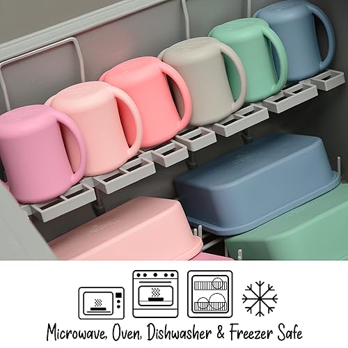 Miniatura 4 de PrimaStella Taza de entrenamiento de silicona para bebés y niños pequeños con asas, taza para sorber para niños de 1 año (coral)