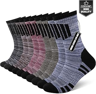 Calcetines de senderismo para hombre, 5 pares de calcetines deportivos acolchados que absorben la humedad, Negro+verde+marrón+azul+rojo, talla única