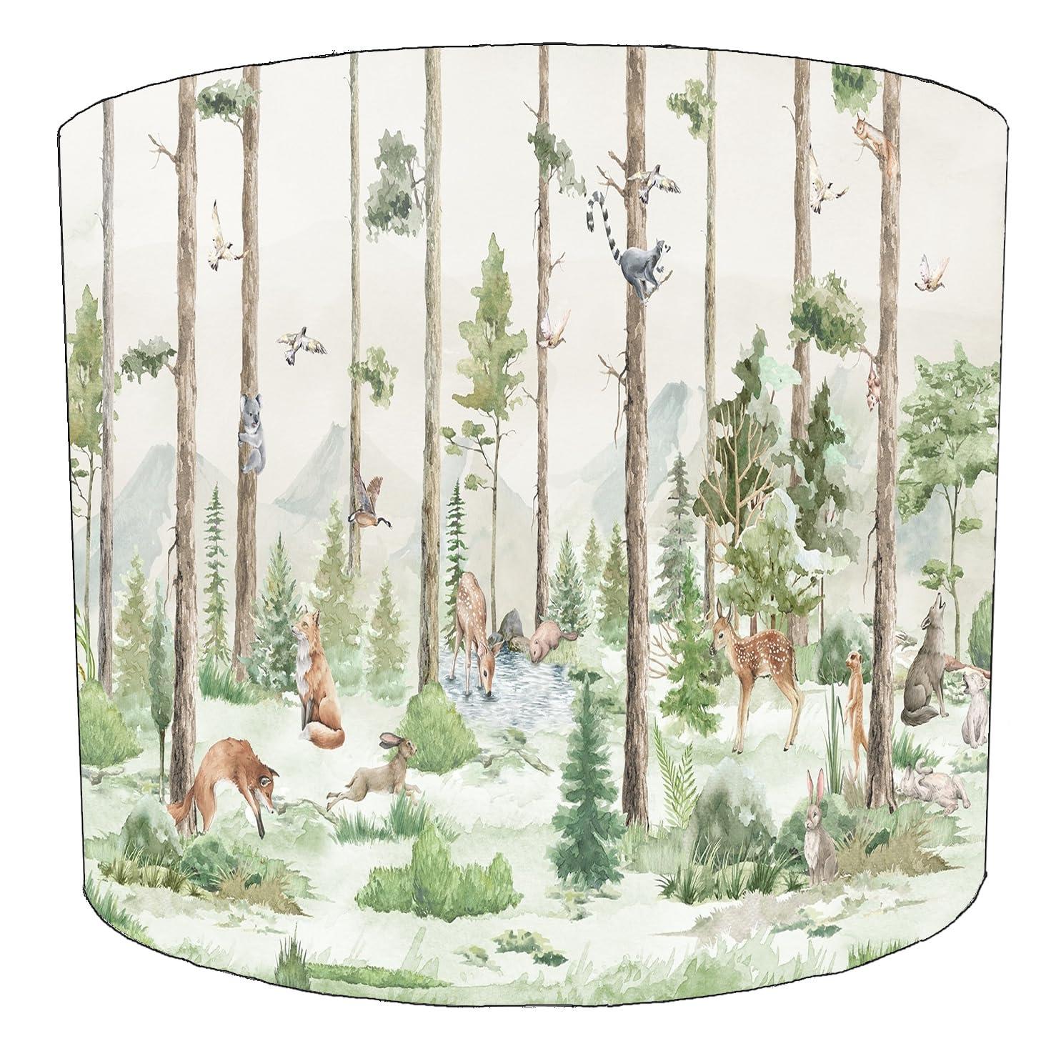 Kids Forest Animals Lampshade in 3 Sizes for Ceiling Light Shade Pendant or Table Lamp Woodland Forest Animals Creatures
