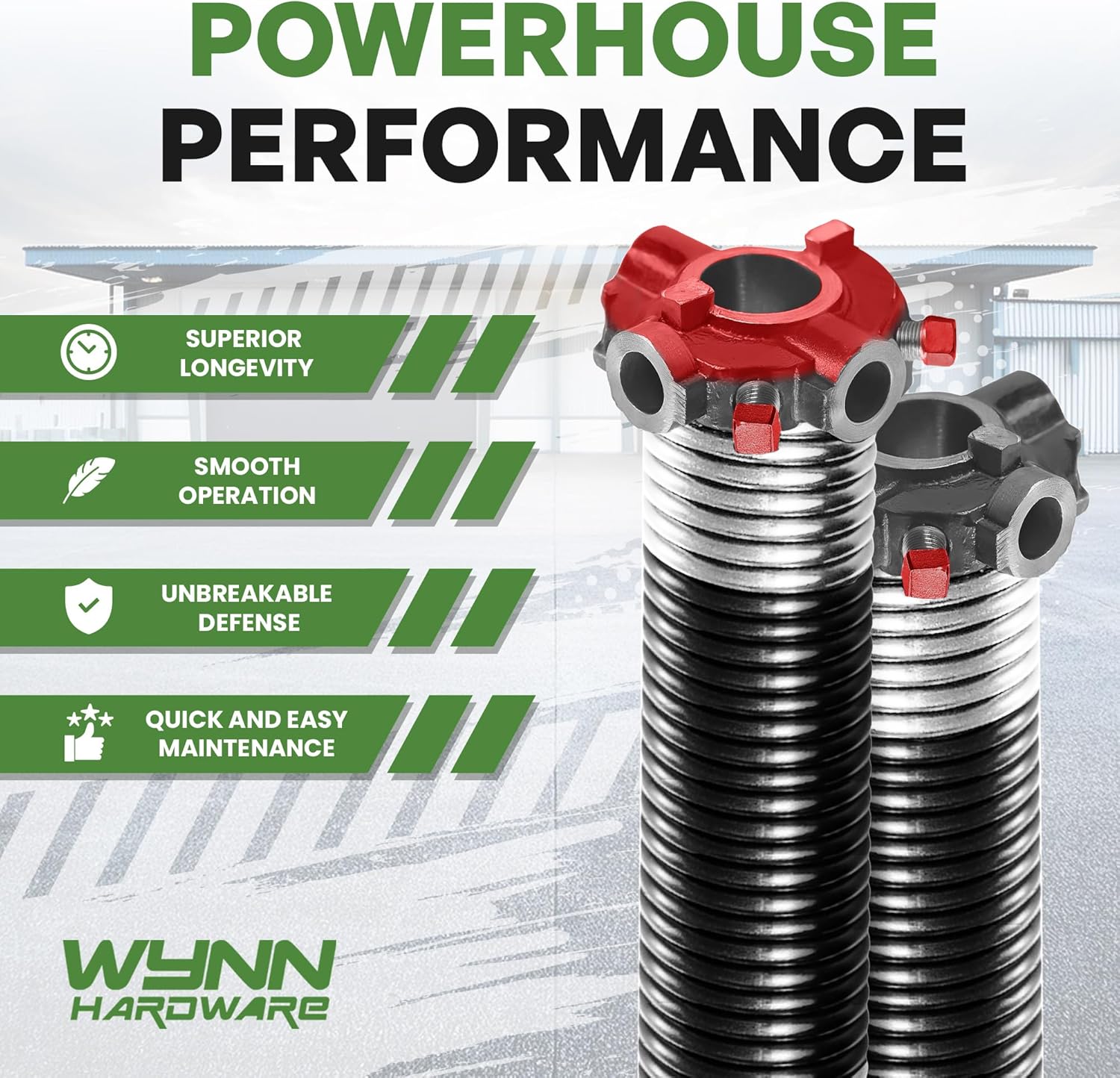 Garage Door Torsion Spring Replacement 2" Red 218x2x24 with Non-Slip Winding Bars, 1" Steel Bearing, Gloves & Wrench | Fix Garage Door Torsion Spring | Min 30,000 Cycles | 5-Year Warranty