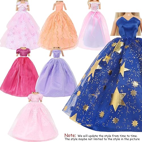 Miniatura 2 de BJDBUS 5 piezas de vestido de novia hecho a mano vestido de fiesta para niña de 11.5 pulgadas muñeca accesorios de ropa al azar conjunto de ropa