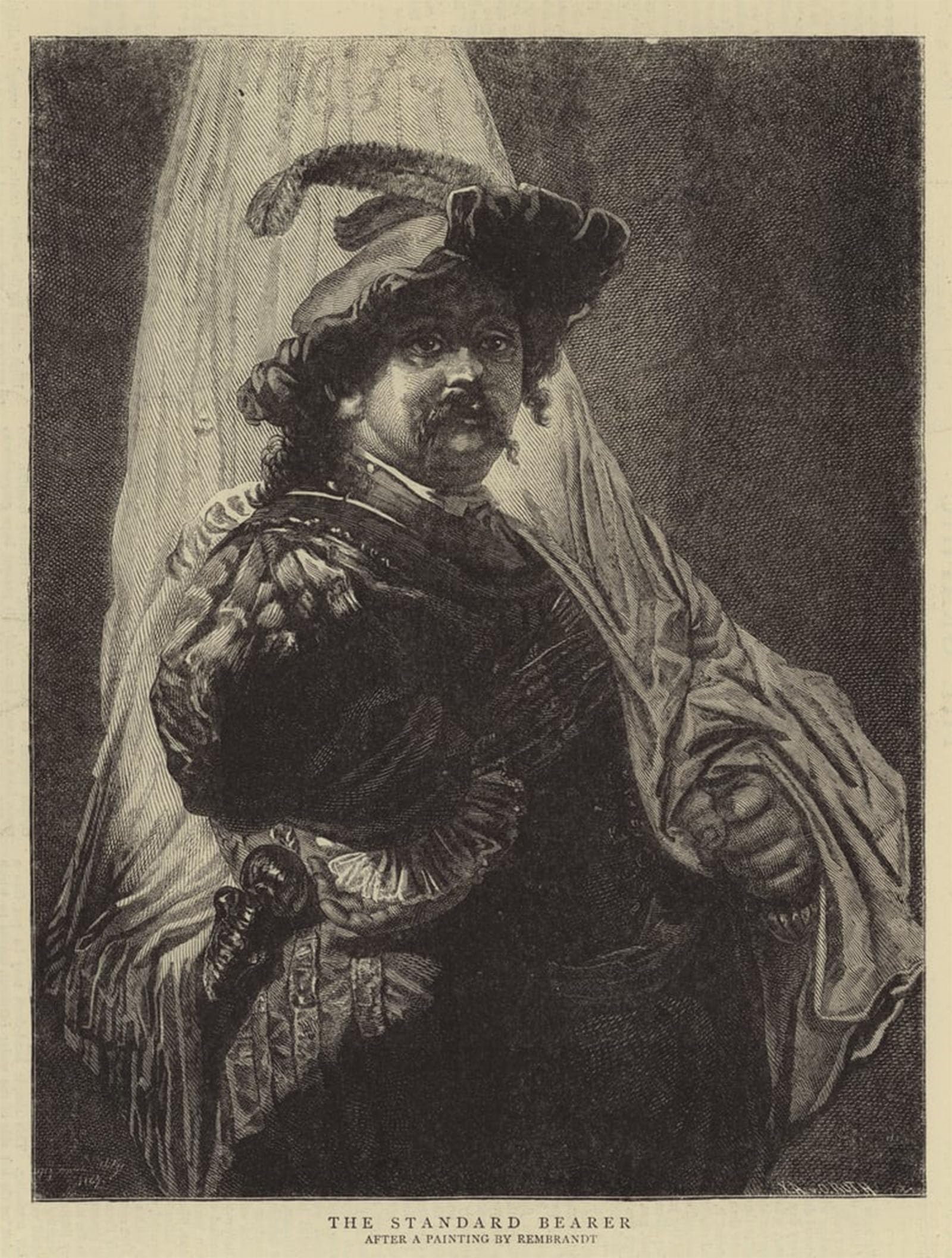 Serendipitp No Frame Retro Picture Poster Wall Art Pictures Painting The Standard Bearer By Rembrandt Van Rijn Wall Art Canvas Print For Wall Decor 60X90cm