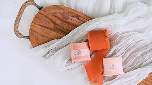 Miniatura 5 de Juego de 3 rollos de cinta de gasa de gasa hecha a mano con flecos de 1.5 pulgadas x 7 yardas para decoración de flores, invitaciones de boda,