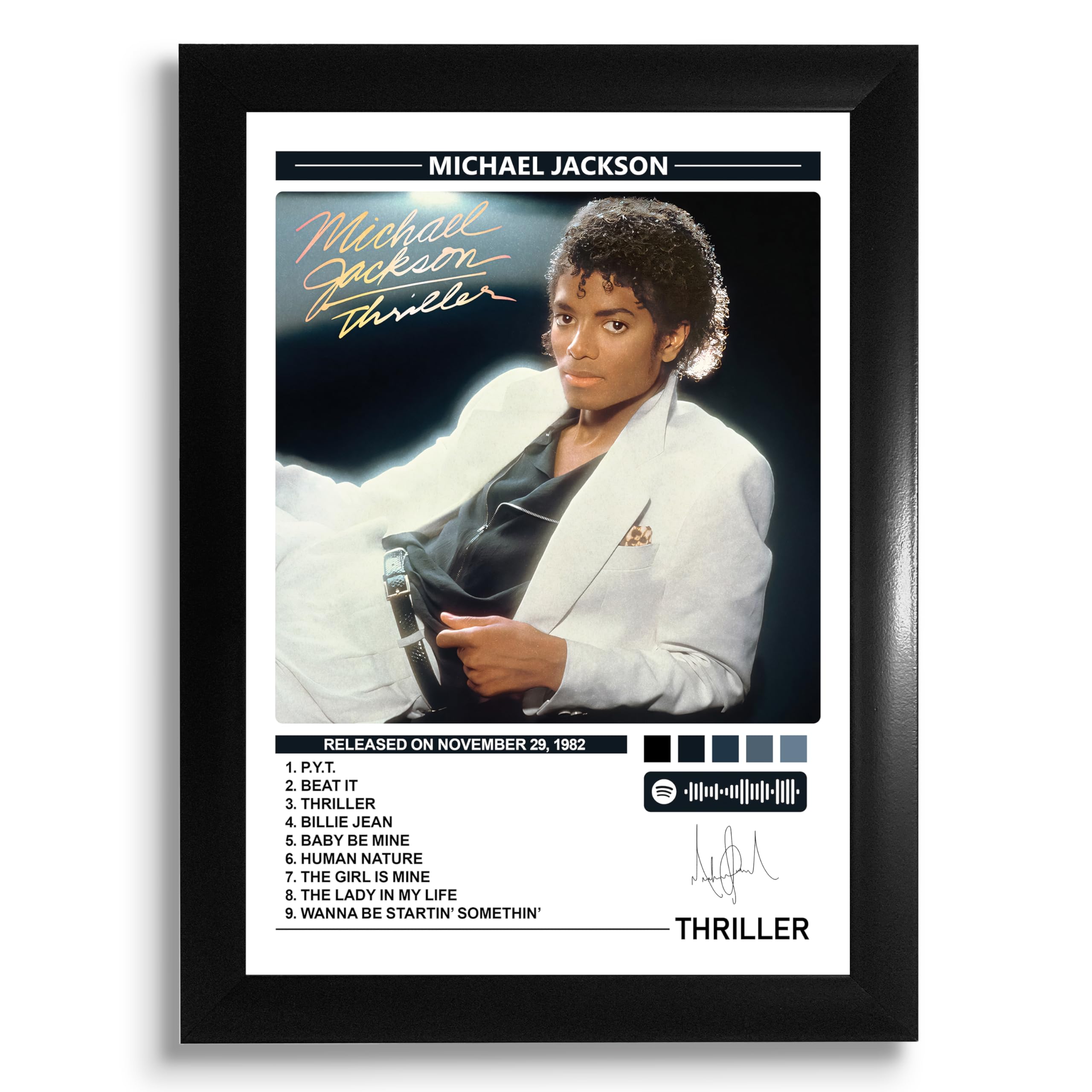 MODERN GALLERY MART Michael Jackson Frame | Music Album Poster Frame - A4 Size (8.3 x 11.7 inch) Black Frame for Bedroom, Living Room, Office